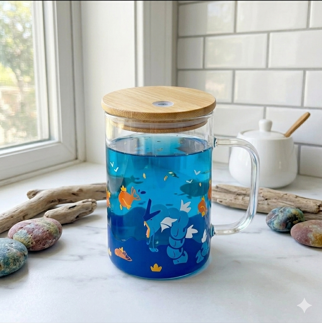 Magikarp+Gyarados Theme Pokémon Glass Cup | Vibing Magikarp | 16oz | PokeFans