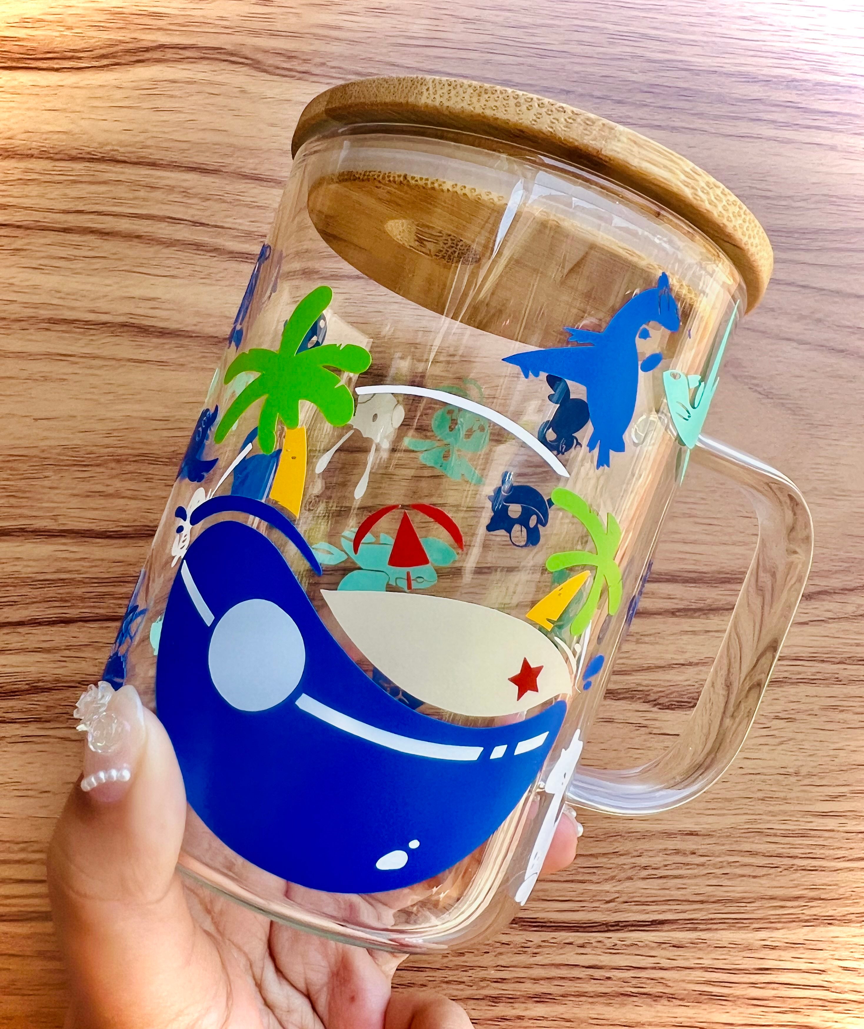 Summer Theme Pokémon Glass Cup | 16oz Water Type | Bamboo Lid & Metal Straw | Limited Edition